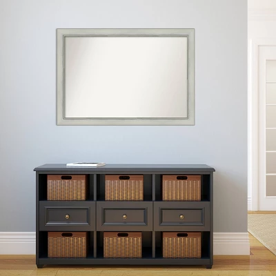 40" X 28" Non-Beveled Flair Silver Patina Wall Mirror - Amanti Art 7 40" X 28" Non-Beveled Flair Silver Patina Wall Mirror - Amanti Art - Image 5