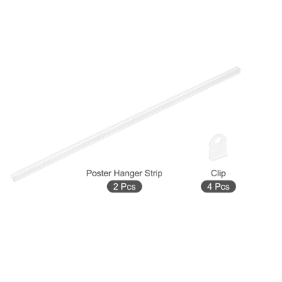 Unique Bargains PVC Poster Hanger Rail Poster Strip Bar With Clips For Poster Map 4 Unique Bargains PVC Poster Hanger Rail Poster Strip Bar With Clips For Poster Map - Image 2