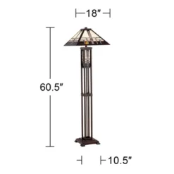 Robert Louis Tiffany Mission Rustic Floor Lamp 60 1/2" Tall Oiled Bronze With Nightlight Geometric Stained Art Glass Shade For Living Room Bedroom -Home Decor Shop GUEST b652ffd5 6000 4510 9cb5 69f35012e02b