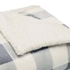 Mountain Plaid Reversible Throw Blanket Silver - Eddie Bauer