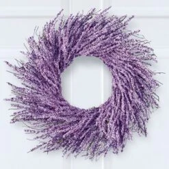 Collections Etc Delicate Purple Heather Branches Hanging Door Wreath