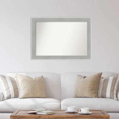 41" X 29" Non-Beveled Glam Linen Gray Wall Mirror - Amanti Art 6 41" X 29" Non-Beveled Glam Linen Gray Wall Mirror - Amanti Art - Image 4