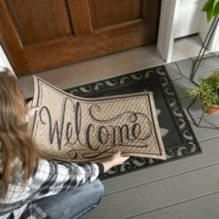 Evergreen Scroll Cutout Embossed Floor Mat Indoor Outdoor Rubber Tray 2'x3' Fits Embossed Doormats Size 30"x18" Black -Home Decor Shop GUEST ba6824e2 5a8a 40b5 a4ad c2e33abe1d01