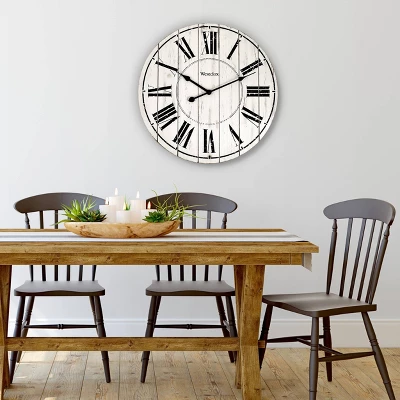 18" Plank Wood Wall Clock White - Westclox 4 18" Plank Wood Wall Clock White - Westclox - Image 2