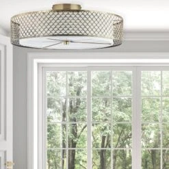 18.25" Leyla Glam Brushed Semi-Flush Mount Ceiling Fixture Sconce Gold - River Of Goods -Home Decor Shop GUEST bc8f5145 dbd4 4049 98ec 7d5865380b6e