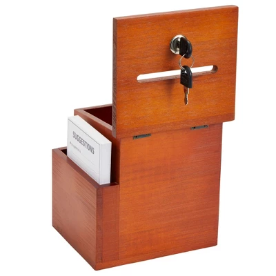 Juvale Wooden Suggestion Box With Lock And Keys, Brown Ballot Box With 50 Blank Suggestion Cards, Locking Lid And Side Slot For Donation, 7.5x7.1x5.5" 8 Juvale Wooden Suggestion Box With Lock And Keys, Brown Ballot Box With 50 Blank Suggestion Cards, Locking Lid And Side Slot For Donation, 7.5x7.1x5.5" - Image 6