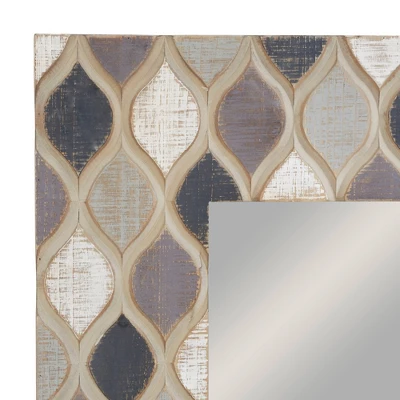 Wood Wall Mirror With Diamond Pattern Beige - Olivia & May 21 Wood Wall Mirror With Diamond Pattern Beige - Olivia & May - Image 19