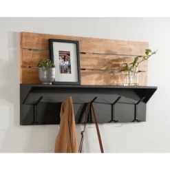 42" X 22" Samuels Decorative Wall Shelf With Hooks Rustic Brown/Black - Kate & Laurel All Things Decor -Home Decor Shop GUEST be3049cd fd64 4342 8e60 9333494a2889