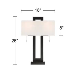 360 Lighting Neil Modern Rustic Table Lamp 26" High Black Metal With USB Charging Port White Rectangular Shade For Bedroom Living Room Bedside Desk 14 360 Lighting Neil Modern Rustic Table Lamp 26" High Black Metal With USB Charging Port White Rectangular Shade For Bedroom Living Room Bedside Desk -Home Decor Shop GUEST be3701f7 6cc9 4c5d b3f2 b81f2eebd66f