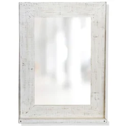 Barn Wood And Galvanized Distressed Wooden Wall Mirror With Galvanized Detail And Shelf White - StyleCraft