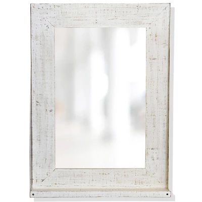 Barn Wood And Galvanized Distressed Wooden Wall Mirror With Galvanized Detail And Shelf White - StyleCraft 3 Barn Wood And Galvanized Distressed Wooden Wall Mirror With Galvanized Detail And Shelf White - StyleCraft