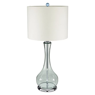 Glass Table Lamp With Drum Shade Set Of 2 Blue - Olivia & May 4 Glass Table Lamp With Drum Shade Set Of 2 Blue - Olivia & May - Image 2