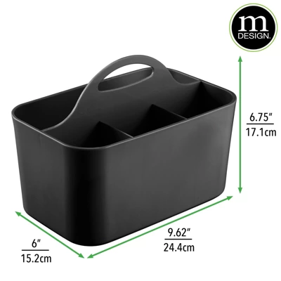 MDesign Plastic Storage Caddy Tote For Desktop Office Supplies, Small 3 MDesign Plastic Storage Caddy Tote For Desktop Office Supplies, Small