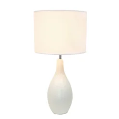 18.11" Traditional Standard Ceramic Dewdrop Table Desk Lamp With Matching Fabric Shade Off-White - Creekwood Home -Home Decor Shop GUEST c037885d 00d1 4b01 87fd 20d396f1883d