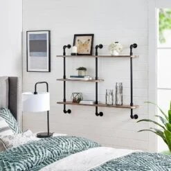 3-Tier Aurora Pipe Wall Shelf Unit Black/Rustic - Danya B. 10 3-Tier Aurora Pipe Wall Shelf Unit Black/Rustic - Danya B. -Home Decor Shop GUEST c1ff4b04 5d09 49b2 ba02 72fdd2e83acd