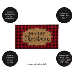 Evergreen Buffalo Check Christmas Indoor Outdoor Natural Coir Doormat 1'4"x2'4" Red -Home Decor Shop GUEST c22bbf96 8462 428d 8a89 e83e0f8c4955