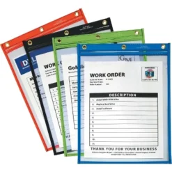 C-Line Heavy-Duty Super Heavyweight Plus Shop Ticket Holders Assorted 9 X 12 20/BX 50920
