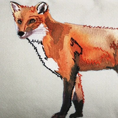 14"x26" Oversized Watercolor Fox Printed With Ribbon Embroidery Lumbar Throw Pillow - Edie@Home 4 14"x26" Oversized Watercolor Fox Printed With Ribbon Embroidery Lumbar Throw Pillow - Edie@Home - Image 2