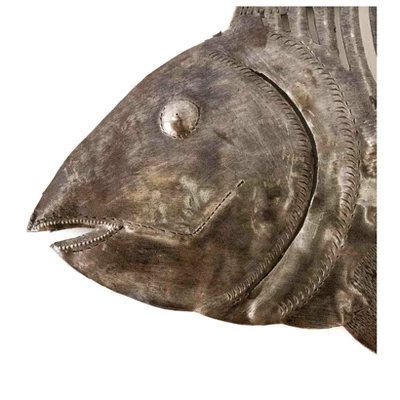 Global Crafts Grey Fish Bones Nautical Haitian Steel Drum Wall Art 3 Global Crafts Grey Fish Bones Nautical Haitian Steel Drum Wall Art