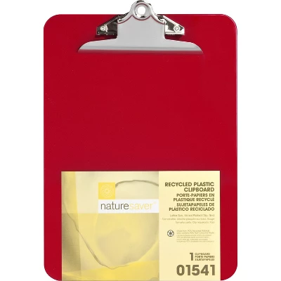 Nature Saver Plastic Clipboard Recycled 1" Cap 9"x12" Red 01541 3 Nature Saver Plastic Clipboard Recycled 1" Cap 9"x12" Red 01541