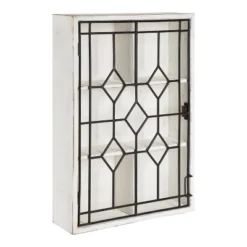 Megara Decorative Wooden Wall Hanging Curio Cabinet Whitewash Finish - Kate & Laurel All Things Decor