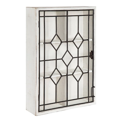 Megara Decorative Wooden Wall Hanging Curio Cabinet Whitewash Finish - Kate & Laurel All Things Decor 3 Megara Decorative Wooden Wall Hanging Curio Cabinet Whitewash Finish - Kate & Laurel All Things Decor