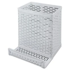 Artistic Urban Collection Punched Metal Pencil Cup/Cell Phone Stand 3 1/2 X 3 1/2 White ART20014WH