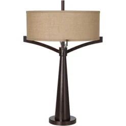 Franklin Iron Works Tremont Modern Mid Century Table Lamps 31 1/2" Tall Set Of 2 Rich Bronze Iron Burlap Fabric Drum Shade For Bedroom Living Room 15 Franklin Iron Works Tremont Modern Mid Century Table Lamps 31 1/2" Tall Set Of 2 Rich Bronze Iron Burlap Fabric Drum Shade For Bedroom Living Room -Home Decor Shop GUEST c5ad48c2 1649 4784 9f3a c66cf049206b