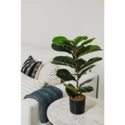 Forever Leaf 28" Artificial Fiddle Fig Leaf Plant In Black Pot, Indoor Artificial Plant For Home Decor 15 Forever Leaf 28" Artificial Fiddle Fig Leaf Plant In Black Pot, Indoor Artificial Plant For Home Decor -Home Decor Shop GUEST c6825e62 9c00 48ed 9f1b 7928ab15e42b