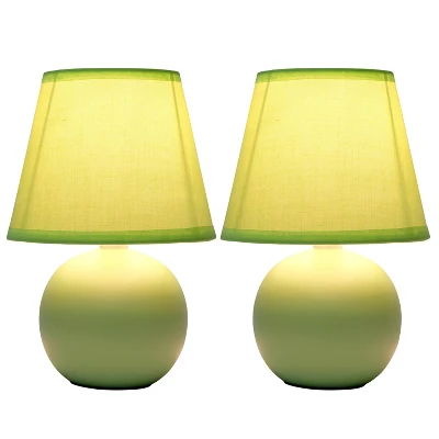 8.66" 2pk Petite Ceramic Orb Base Bedside Table Lamps With Matching Tapered Drum Shade Green - Creekwood Home 7 8.66" 2pk Petite Ceramic Orb Base Bedside Table Lamps With Matching Tapered Drum Shade Green - Creekwood Home - Image 5
