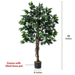 Forever Leaf 48" Artificial Ficus Silk Tree In Black Pot, Indoor Artificial Plant For Home Decor 11 Forever Leaf 48" Artificial Ficus Silk Tree In Black Pot, Indoor Artificial Plant For Home Decor -Home Decor Shop GUEST c820e2a1 5afa 48f3 8b63 5de9a542c862