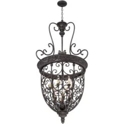 Franklin Iron Works French Scroll Rubbed Bronze Chandelier 27 1/2" Wide Rustic 12-Light Fixture For Dining Room House Kitchen Island Entryway Bedroom -Home Decor Shop GUEST c8578ff1 4470 4db6 8652 8f1c55418276