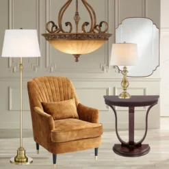 Kathy Ireland Sterling Estate Golden Bronze Pendant Chandelier 26 1/2" Wide Rustic Champagne Bowl Shade 3-Light Fixture For Dining Room Kitchen Island -Home Decor Shop GUEST c969f54c ccd9 44f6 88f1 b321a159e455