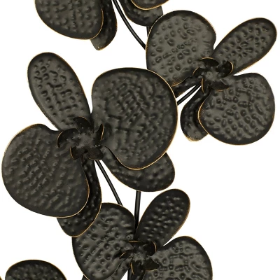 Set Of 2 Metal Floral Orchid Wall Decors With Black Frame Black - Olivia & May 3 Set Of 2 Metal Floral Orchid Wall Decors With Black Frame Black - Olivia & May