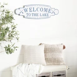 Metal Sign Welcome To The Lake Wall Decor Blue - Olivia & May -Home Decor Shop GUEST cd85f4d5 8ee9 4944 9254 a2084c343207