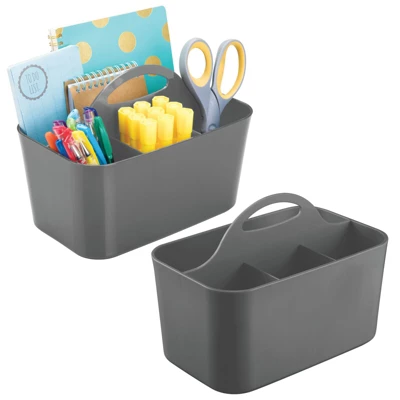 MDesign Plastic Office Storage Organizer Caddy Tote, Small, 2 Pack 11 MDesign Plastic Office Storage Organizer Caddy Tote, Small, 2 Pack - Image 9