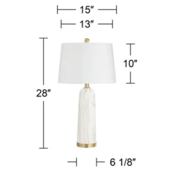 360 Lighting Maceao Modern Table Lamps 28" Tall Set Of 2 White Faux Marble Tapered Drum Shade For Bedroom Living Room Bedside Nightstand Office House 17 360 Lighting Maceao Modern Table Lamps 28" Tall Set Of 2 White Faux Marble Tapered Drum Shade For Bedroom Living Room Bedside Nightstand Office House -Home Decor Shop GUEST cdf0cf30 a45f 40ca 8b34 8ae2d0720a77