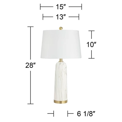 360 Lighting Maceao Modern Table Lamps 28" Tall Set Of 2 White Faux Marble Tapered Drum Shade For Bedroom Living Room Bedside Nightstand Office House 10 360 Lighting Maceao Modern Table Lamps 28" Tall Set Of 2 White Faux Marble Tapered Drum Shade For Bedroom Living Room Bedside Nightstand Office House - Image 8