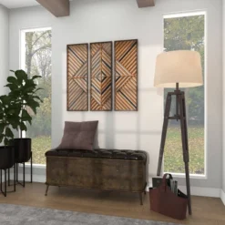 Set Of 3 Wood Geometric Slatted Wood Design Wall Decors Brown - Olivia & May -Home Decor Shop GUEST ce3bad18 58cc 4a1f 9096 b6b2cd70a07a