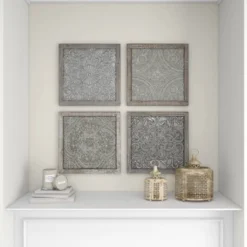 Metal Floral Embossed Wall Decor Set Of 4 Gray - Olivia & May -Home Decor Shop GUEST cea6a23a 42ba 4401 adcc 6db73120d14c