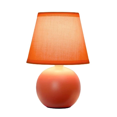 8.66" Petite Ceramic Orb Base Bedside Table Desk Lamp With Matching Tapered Drum Fabric Shade Orange - Creekwood Home 9 8.66" Petite Ceramic Orb Base Bedside Table Desk Lamp With Matching Tapered Drum Fabric Shade Orange - Creekwood Home - Image 7