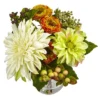 Nearly Natural 10.5-in Mixed Dahlia And Mum With Glass Vase 1 Nearly Natural 10.5-in Mixed Dahlia And Mum With Glass Vase -Home Decor Shop GUEST d0c0d14e 05a0 430e 93d5 cfcbcc65729a