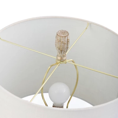 Lalita Palm Leaf Print Table Lamp With Fabric Shade White/Gold - StyleCraft 5 Lalita Palm Leaf Print Table Lamp With Fabric Shade White/Gold - StyleCraft - Image 3