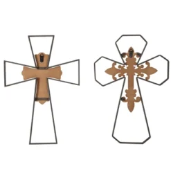 Set Of 2 Metal Cross Carved Wood Wall Decors Black - Olivia & May -Home Decor Shop GUEST d3071cc9 4690 4536 84a1 55f2076e8baa
