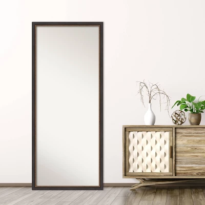 27" X 63" Non-Beveled Ashton Black Wood Full Length Floor Leaner Mirror - Amanti Art 8 27" X 63" Non-Beveled Ashton Black Wood Full Length Floor Leaner Mirror - Amanti Art - Image 6