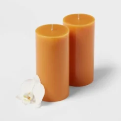 2pk Pillars Vanilla Pumpkin Orange - Threshold™ -Home Decor Shop GUEST d3d9cbaa ed60 4d03 b139 925d373adb27