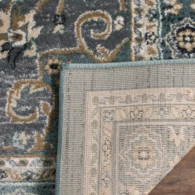 2'3"x12' Medallion Loomed Runner Rug Teal/Gray - Safavieh 5 2'3"x12' Medallion Loomed Runner Rug Teal/Gray - Safavieh - Image 3