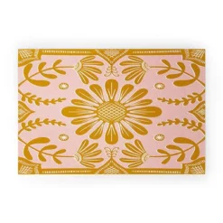Sewzinski Boho Florals Yellow White Pink Looped Vinyl Welcome Mat - Society6 -Home Decor Shop GUEST d53b9ebf adaf 486b 8704 8c014e7ad53c