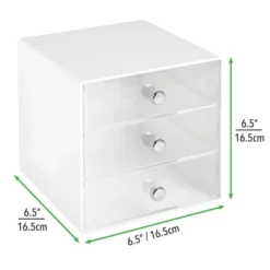 MDesign Plastic Office Supply 3 Drawer Storage Organizer Cube