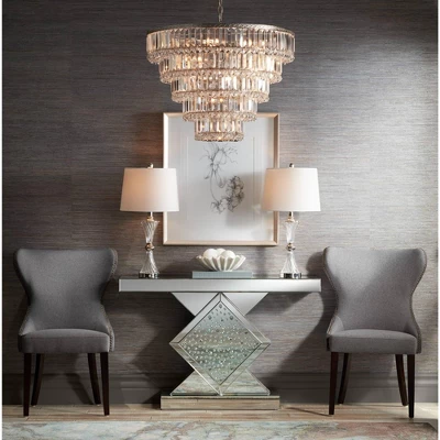 Regency Hill Luca Modern Table Lamps 25 1/2" High Set Of 2 Twisted Glass With USB Charging Port White Drum Shade For Bedroom Living Room Office Desk 10 Regency Hill Luca Modern Table Lamps 25 1/2" High Set Of 2 Twisted Glass With USB Charging Port White Drum Shade For Bedroom Living Room Office Desk - Image 8